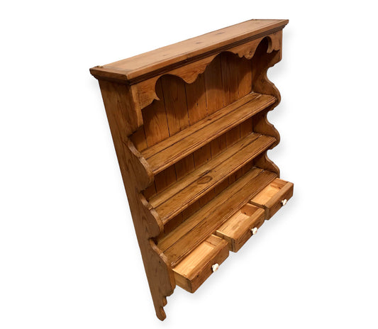 000712....Handsome Set Of Vintage Pine Wall Shelves ( sold )