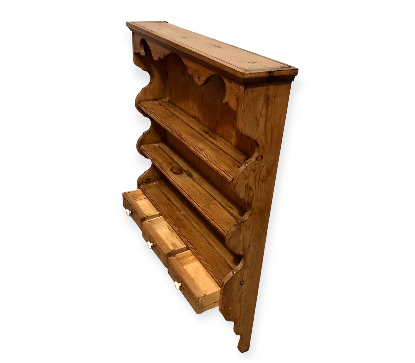 000712....Handsome Set Of Vintage Pine Wall Shelves ( sold )