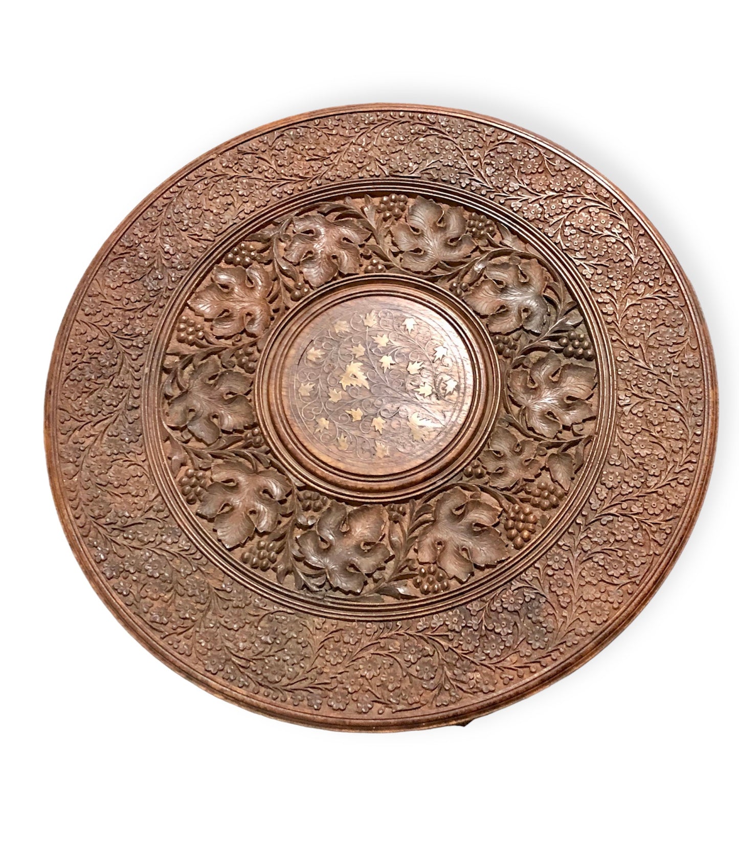 000711.... Handsome Vintage Indian Carved Hardwood Occasional Table