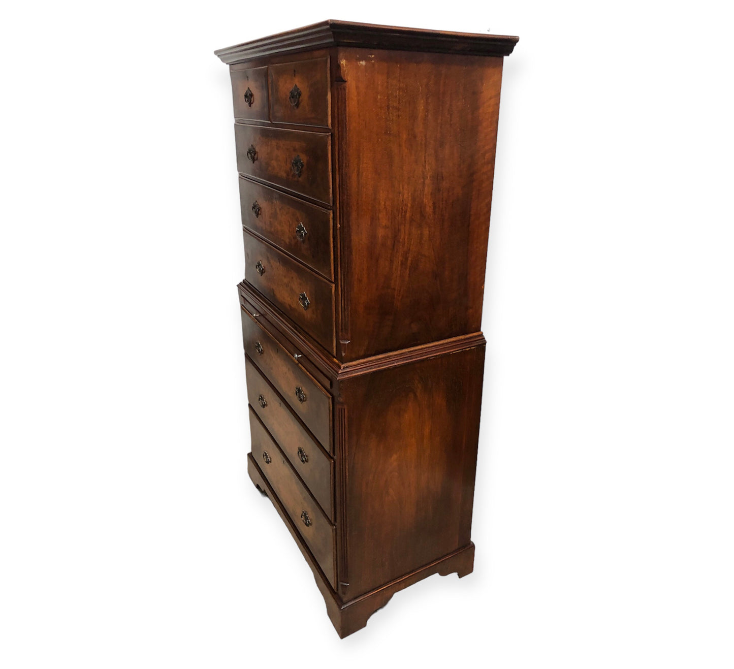 000709....Handsome Large Vintage Walnut Tallboy Chest On Chest ( sold )
