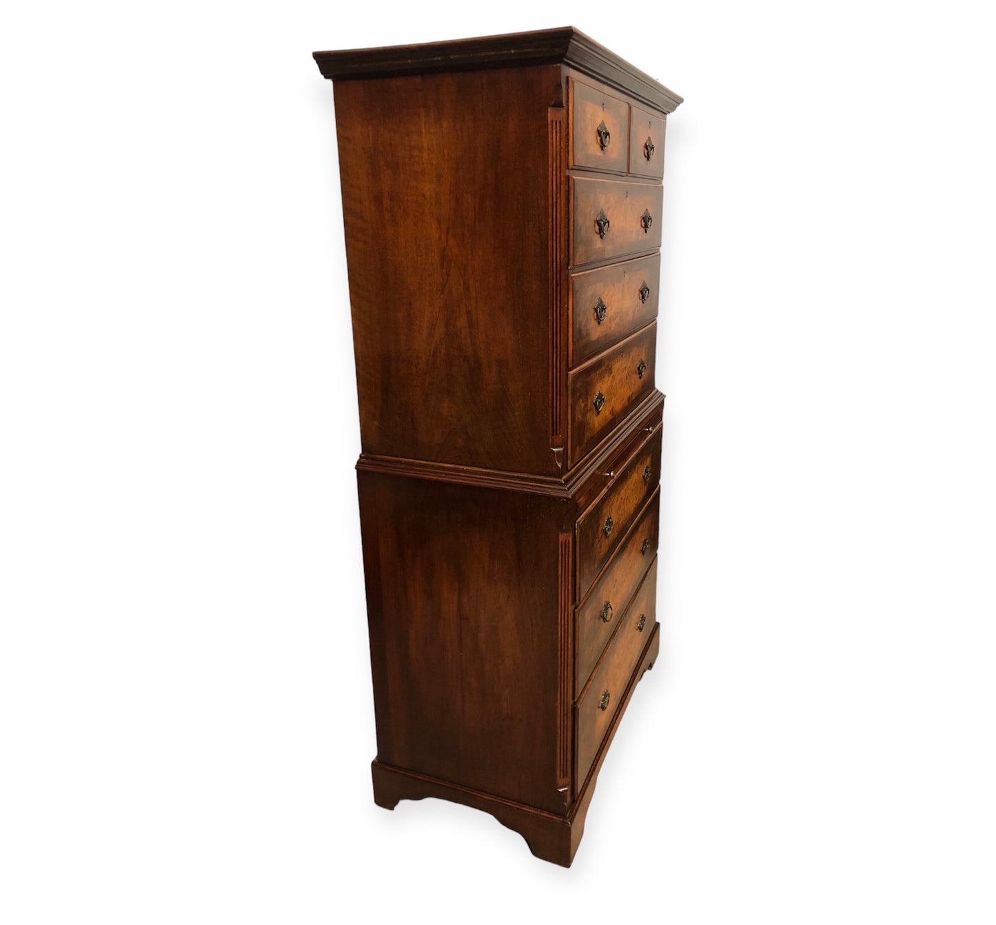 000709....Handsome Large Vintage Walnut Tallboy Chest On Chest ( sold )