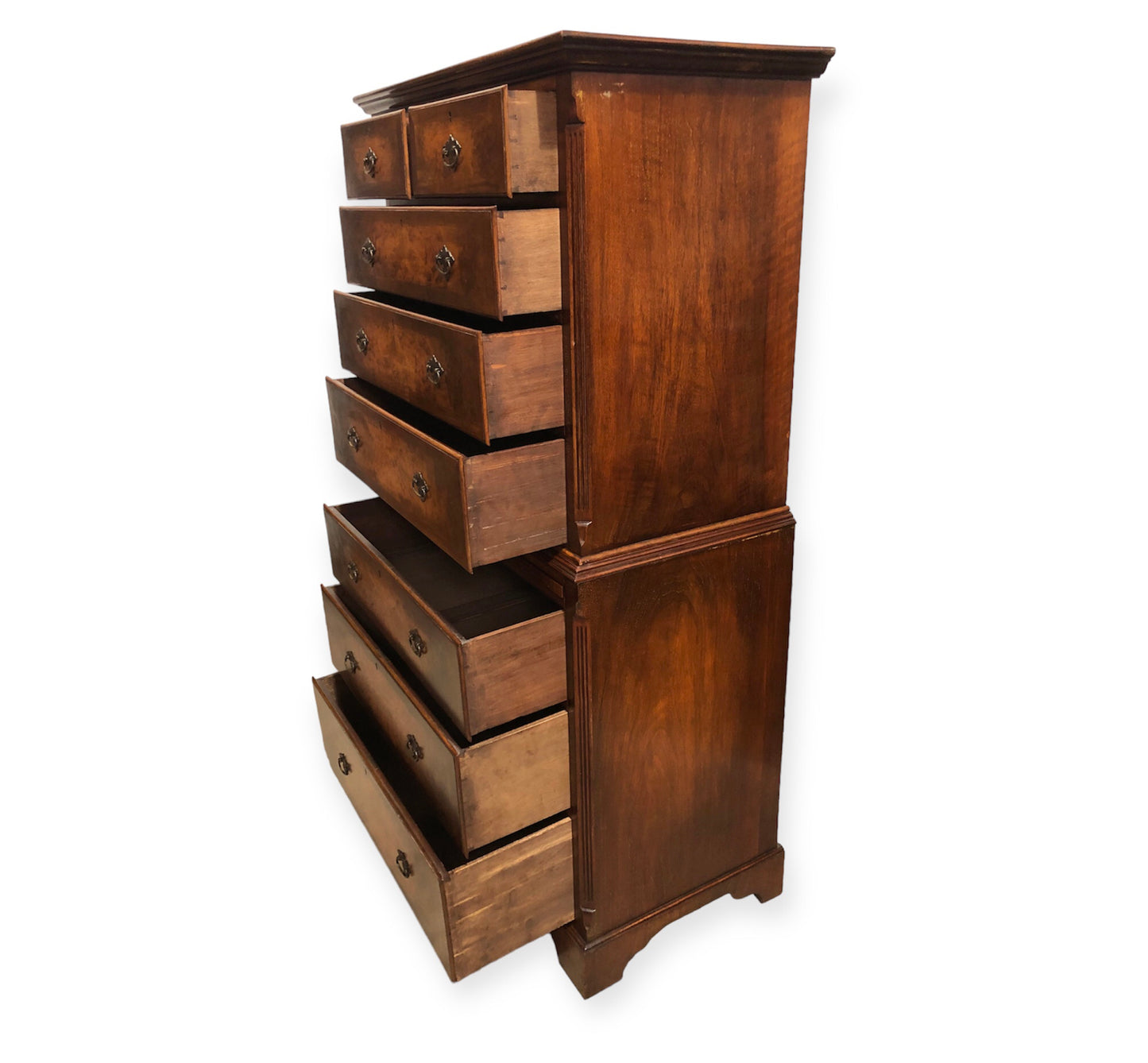 000709....Handsome Large Vintage Walnut Tallboy Chest On Chest ( sold )