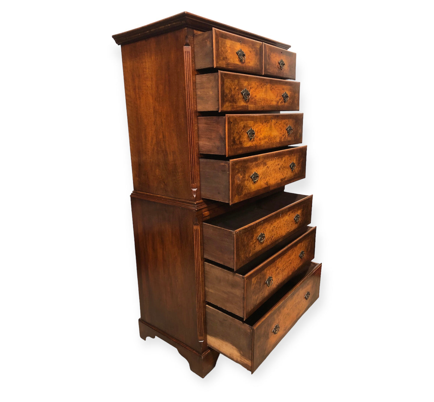 000709....Handsome Large Vintage Walnut Tallboy Chest On Chest ( sold )