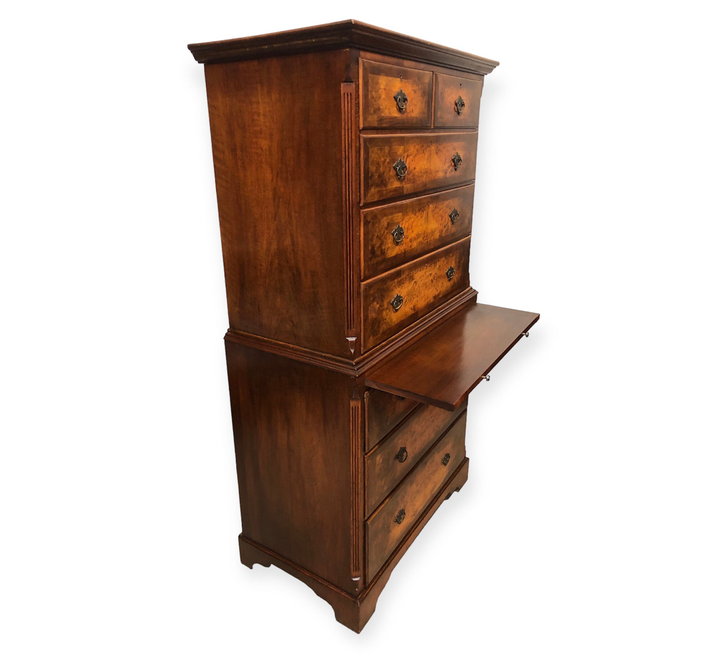000709....Handsome Large Vintage Walnut Tallboy Chest On Chest ( sold )
