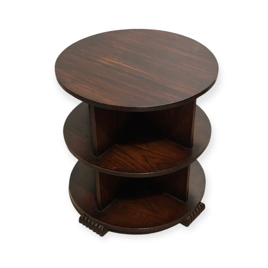 000701....Art Deco Oak Coffee Table With Bookcase Shelving ( sold )