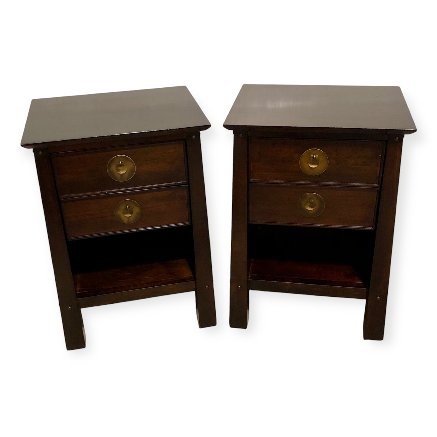 000698....Handsome Pair Of Oriental Style Bedside Lamp Tables ( sold )