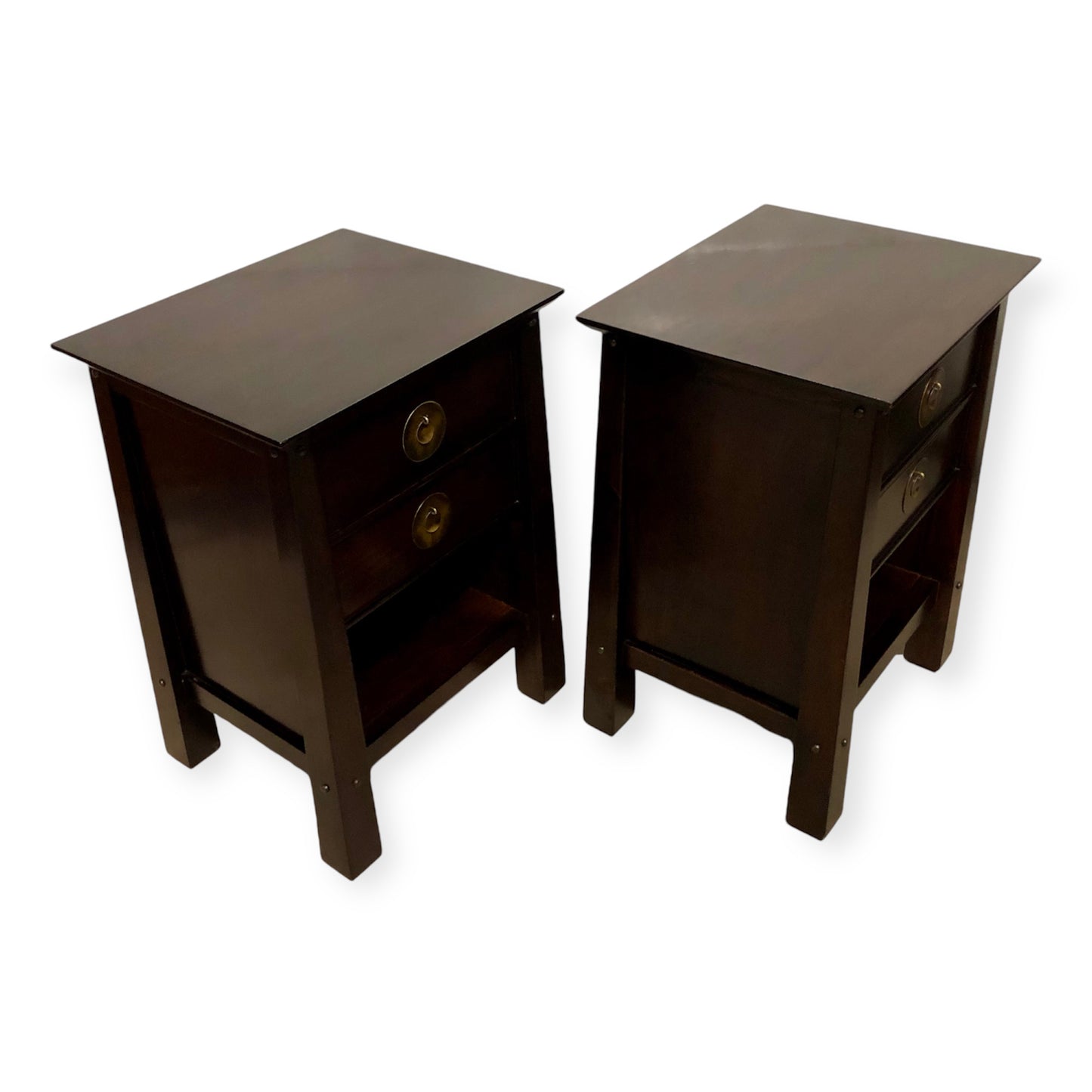 000698....Handsome Pair Of Oriental Style Bedside Lamp Tables ( sold )