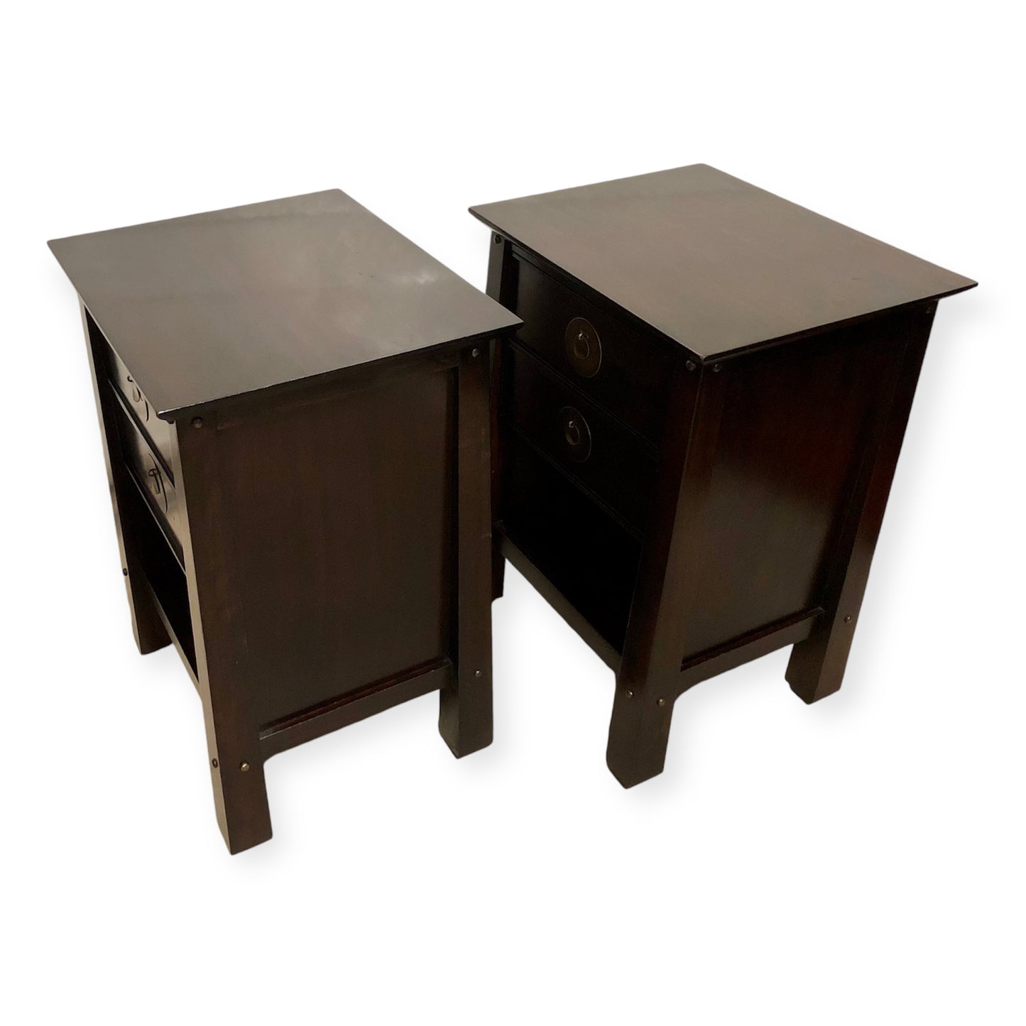 000698....Handsome Pair Of Oriental Style Bedside Lamp Tables ( sold )