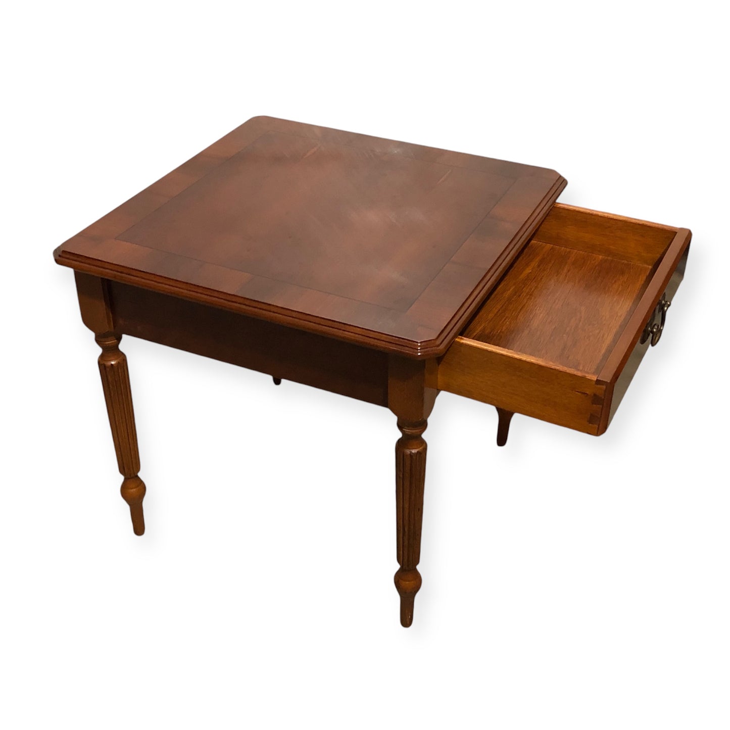 000696....Handsome Par Of Vintage Yew Lamp Tables / End Tables ( sold )