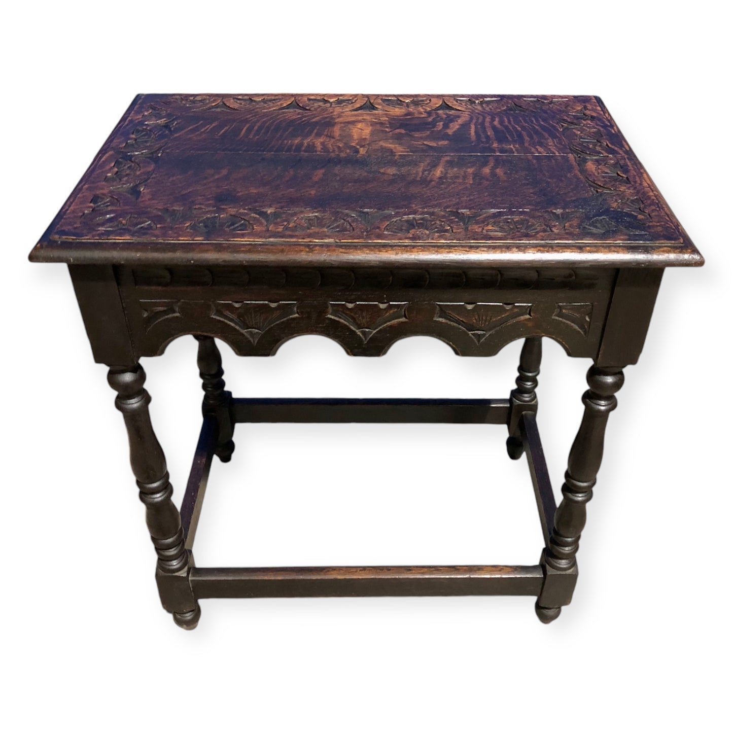 000695....Handsome Antique Carved Oak Side Table