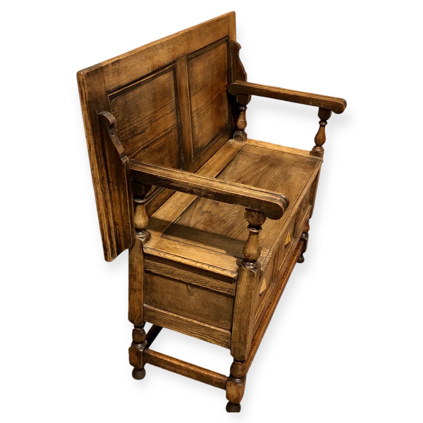 000670....Handsome Rustic Oak Monks Bench