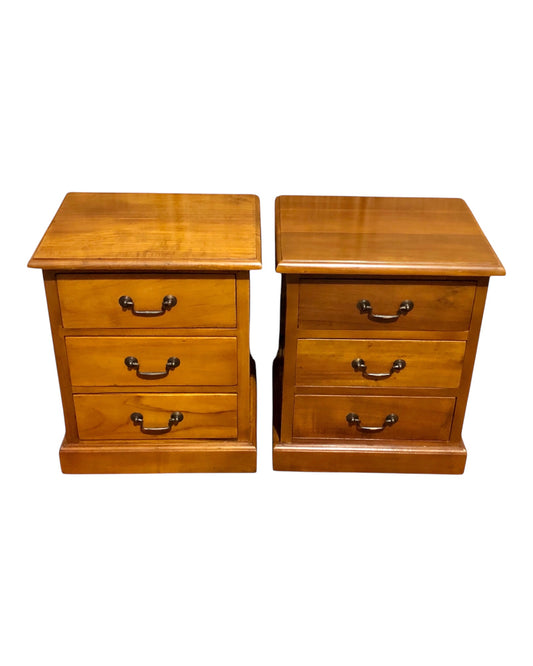 000676....A Handsome Pair Of Vintage Hardwood Bedside Chests ( sold )