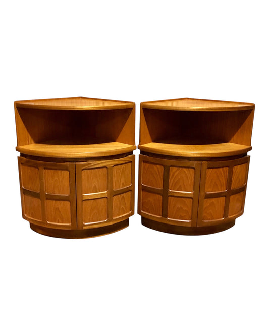 000664.... A Handsome Pair Of Retro Teak Corner Cabinets By Nathan