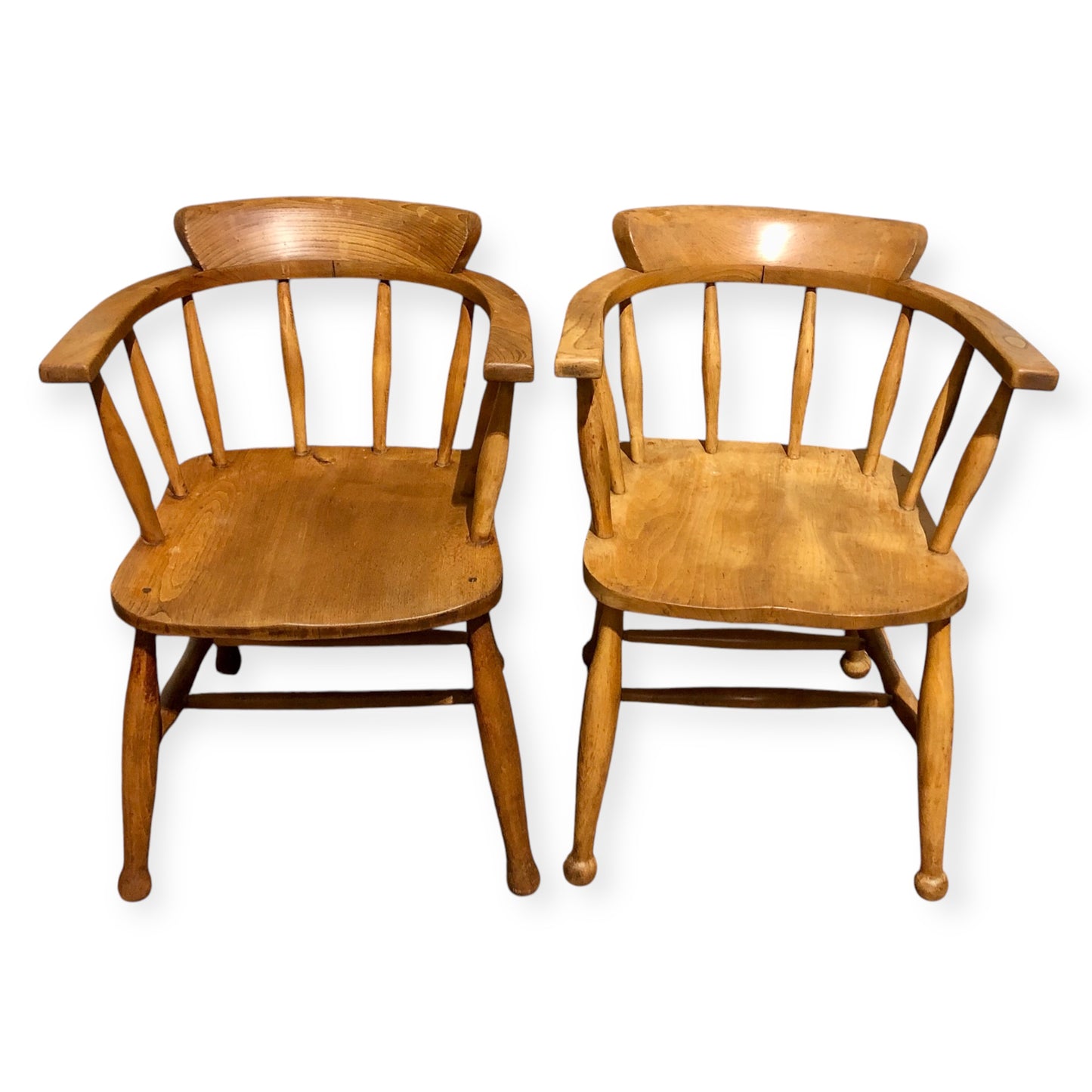 000663....Handsome Pair Of Vintage Desk Chairs / Smokers Bows