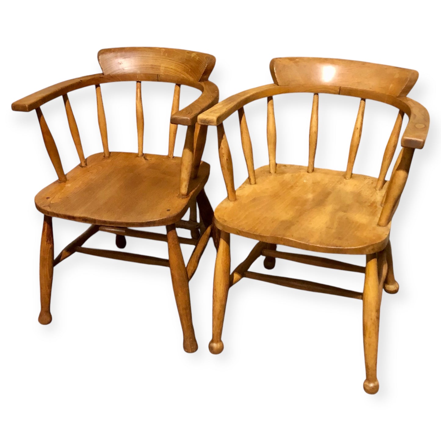 000663....Handsome Pair Of Vintage Desk Chairs / Smokers Bows