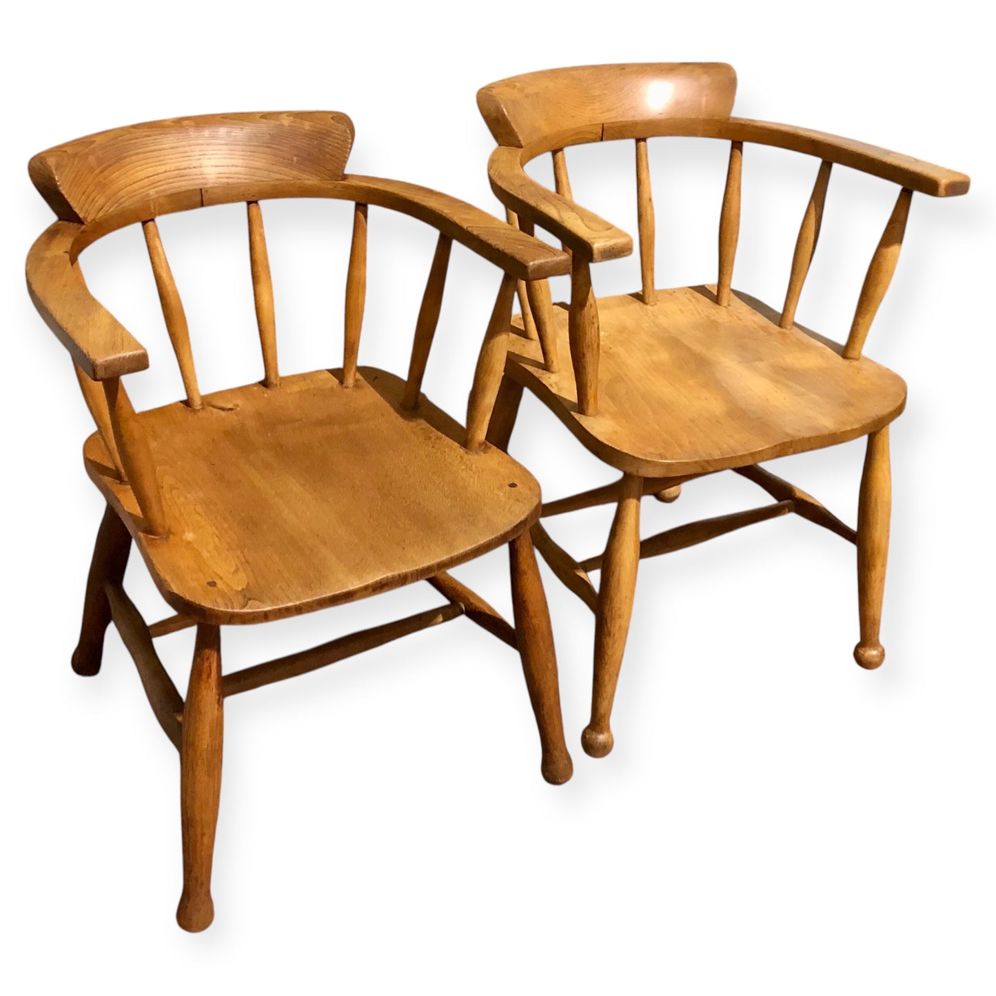 000663....Handsome Pair Of Vintage Desk Chairs / Smokers Bows