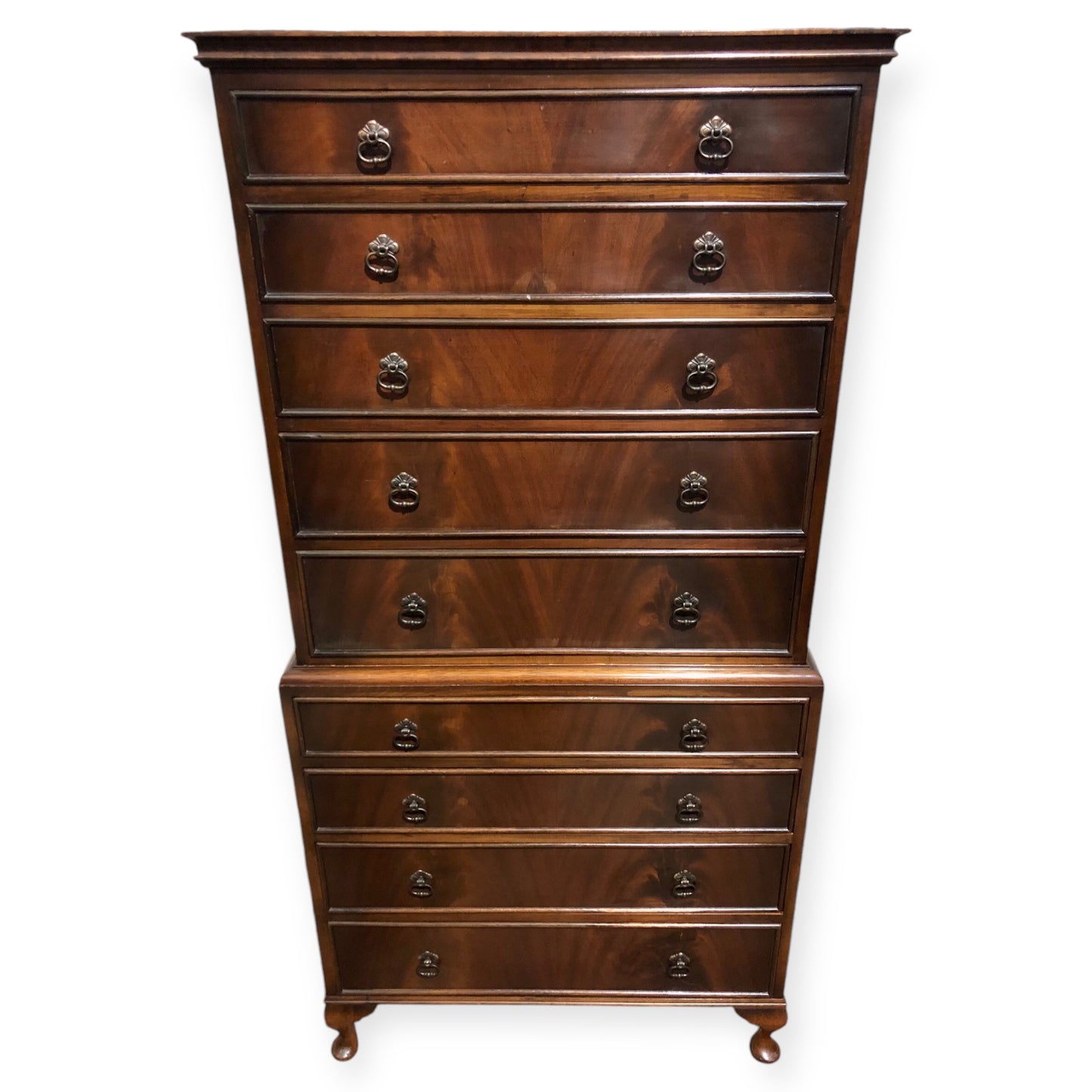 000662....Handsome Vintage Mahogany Tallboy / Chest On Chest