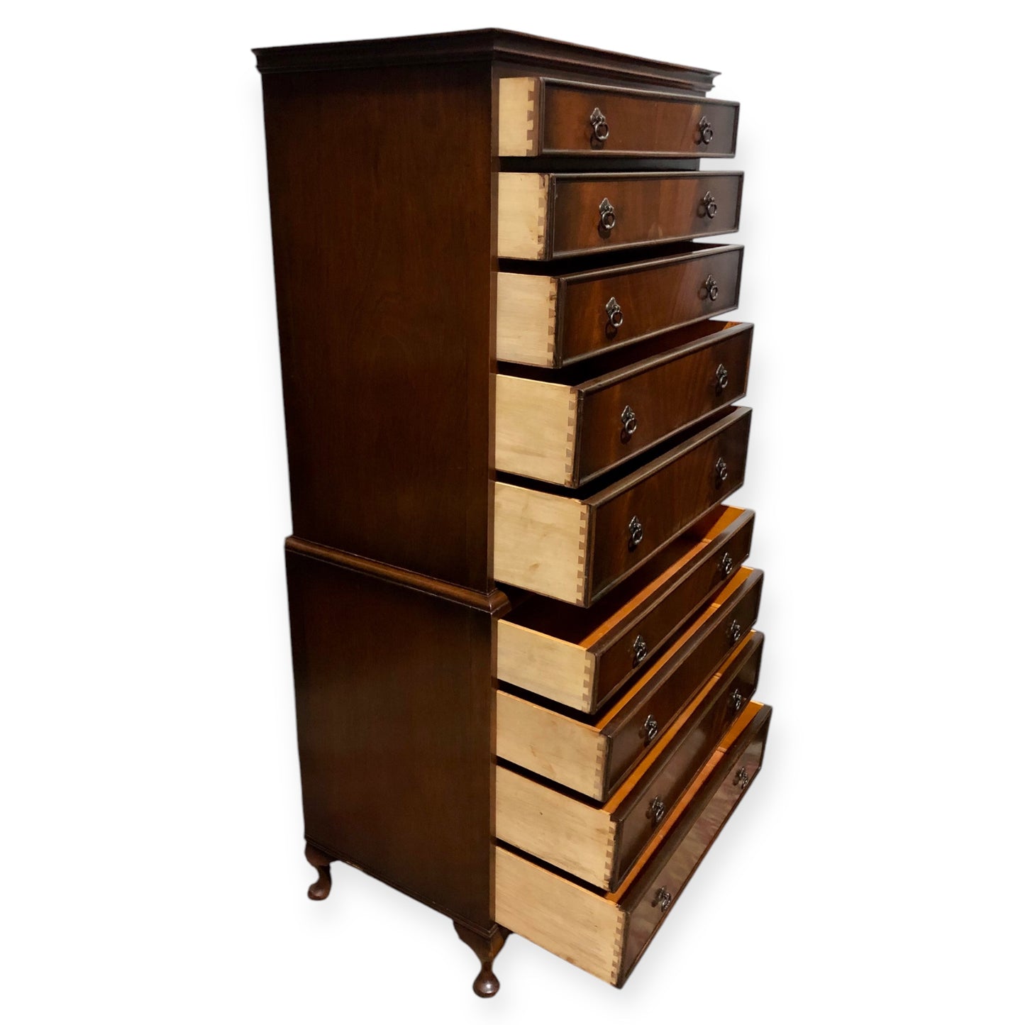 000662....Handsome Vintage Mahogany Tallboy / Chest On Chest