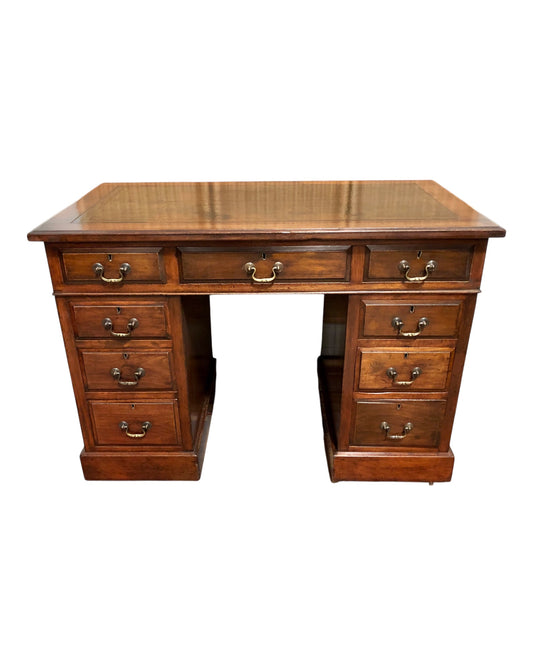 000657....Handsome Edwardian Walnut Pedestal Desk( sold )