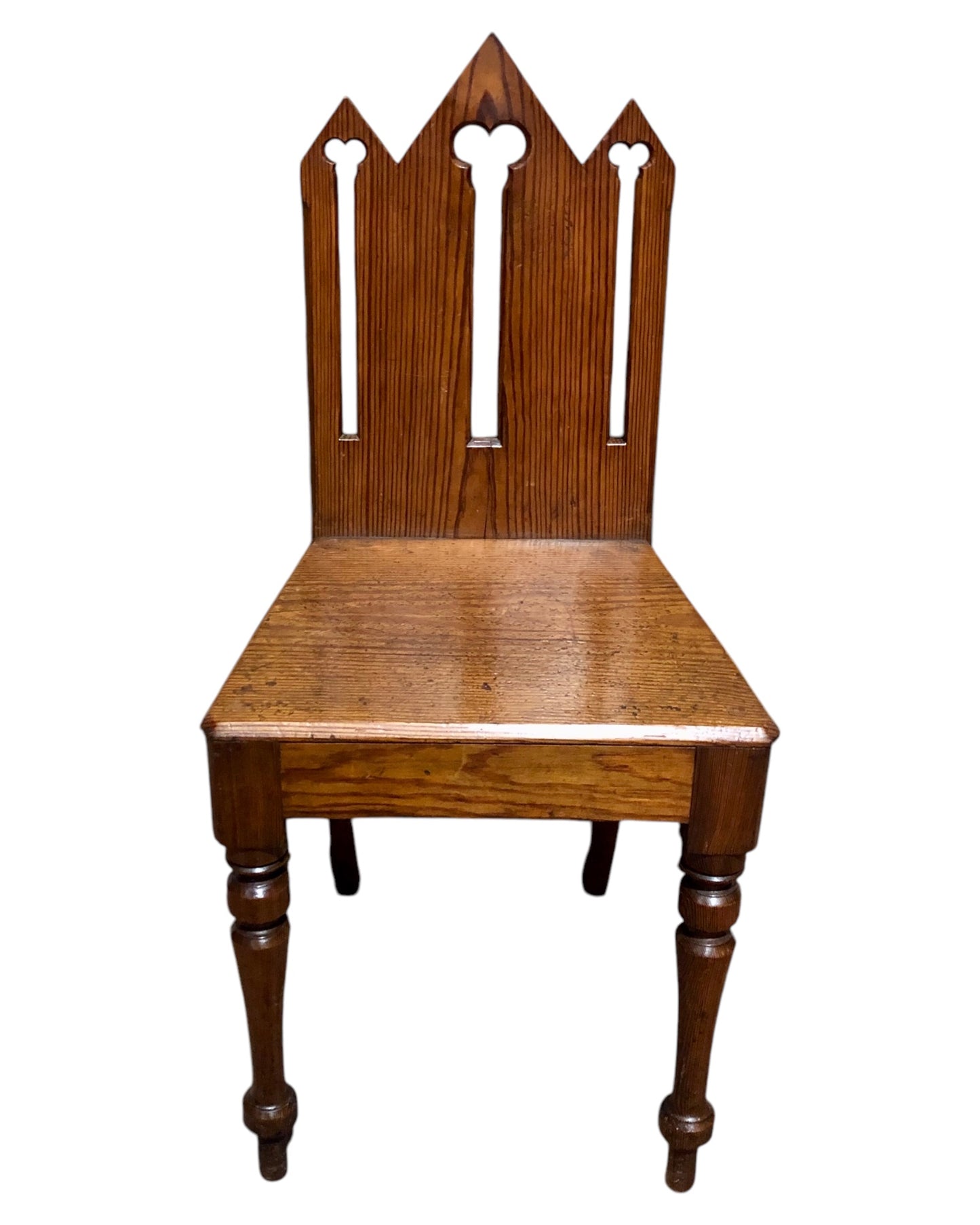 000655....Handsome Pair Of Small Gothic Pine Chairs