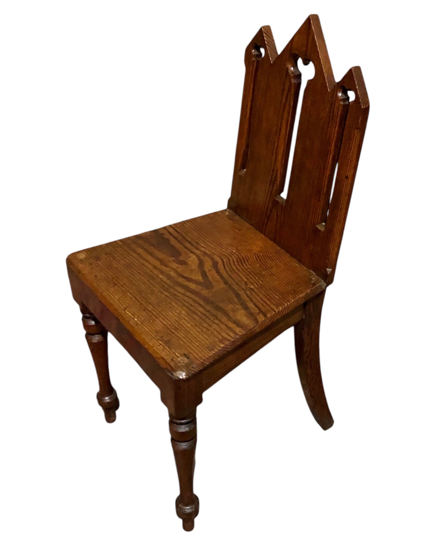 000655....Handsome Pair Of Small Gothic Pine Chairs