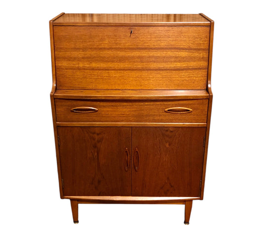 000654....Handsome Teak Mid Century Retro Bureau ( sold )