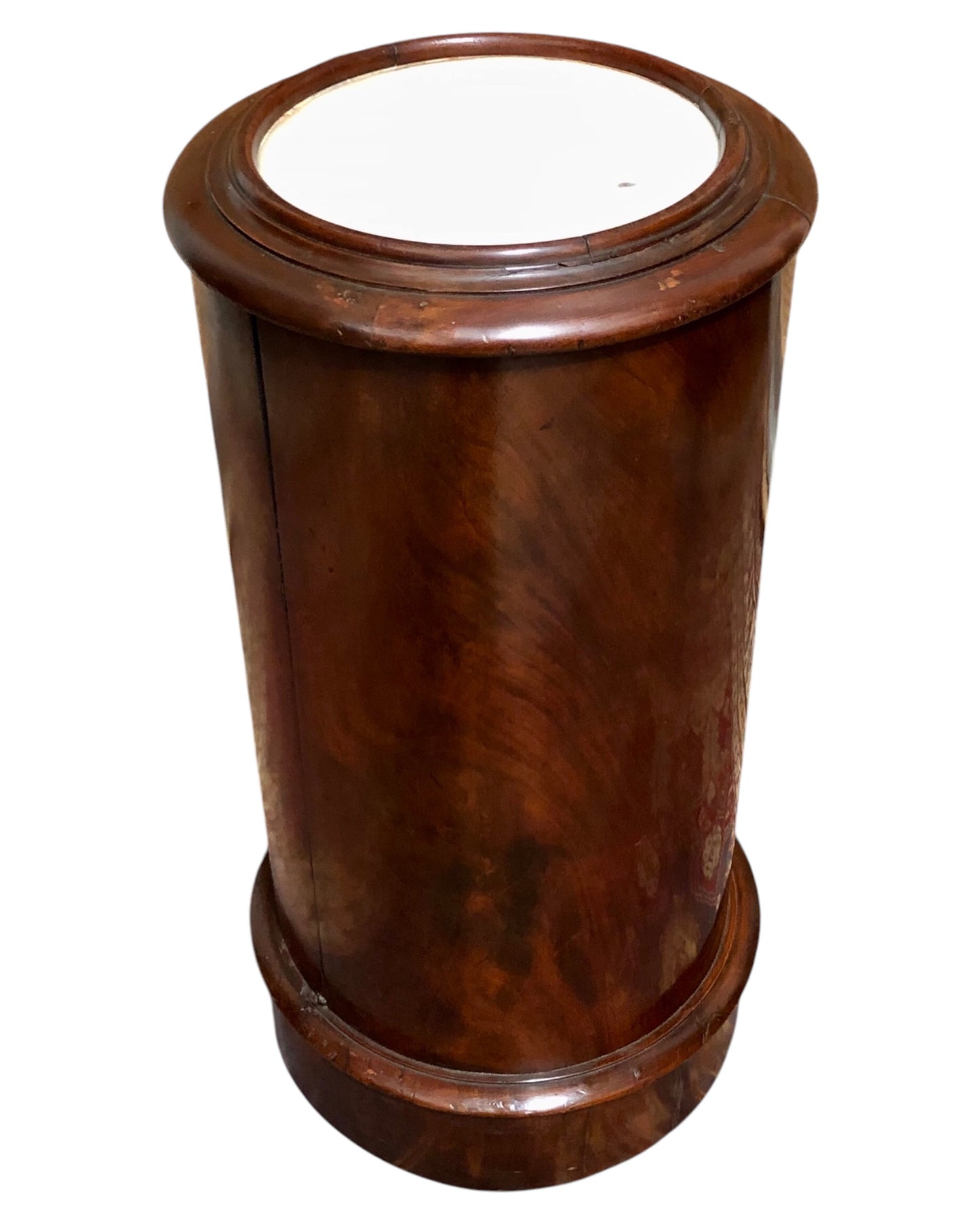 000649....Handsome Antique Pillar Bedside / Lamptable With Marble Top