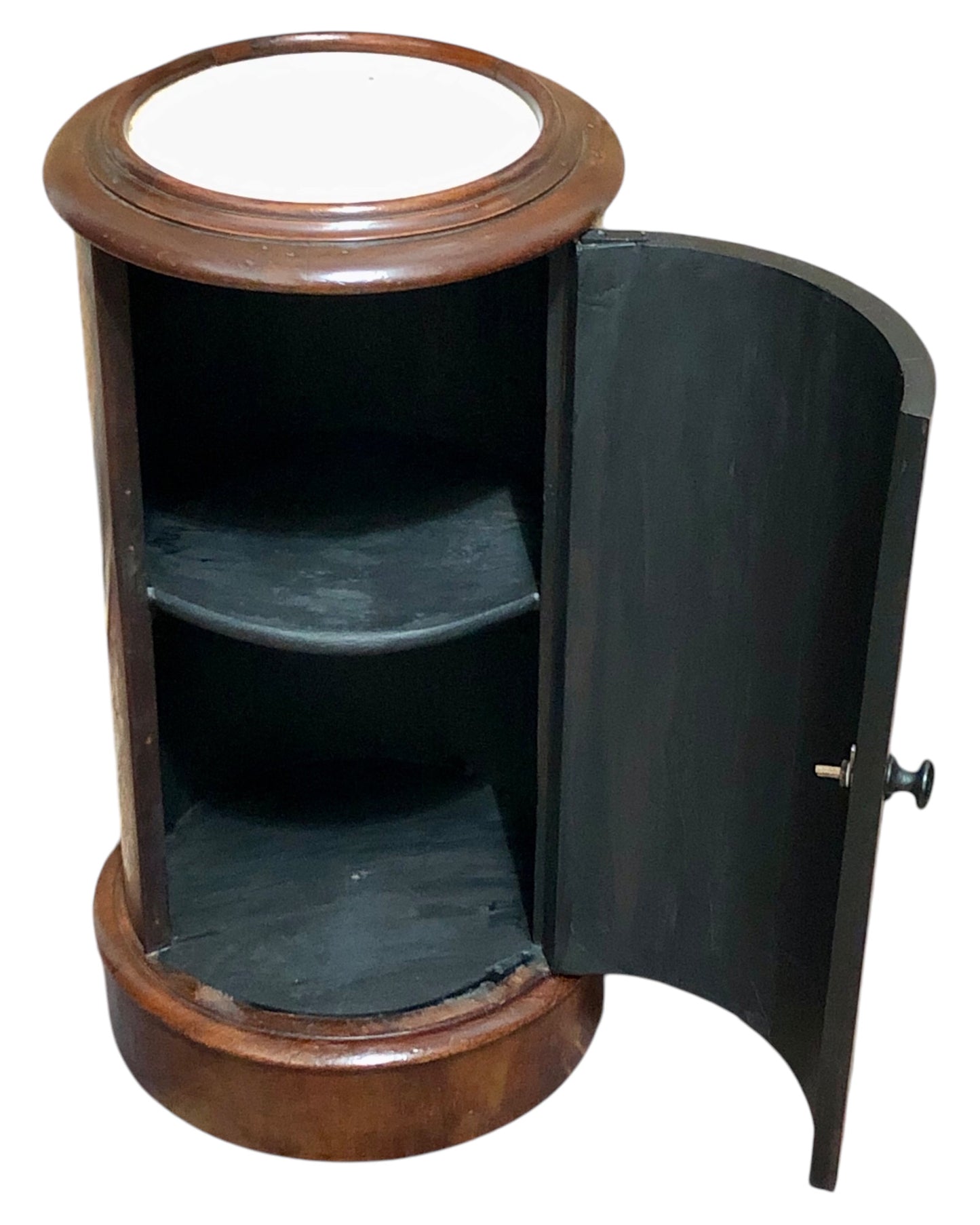000649....Handsome Antique Pillar Bedside / Lamptable With Marble Top