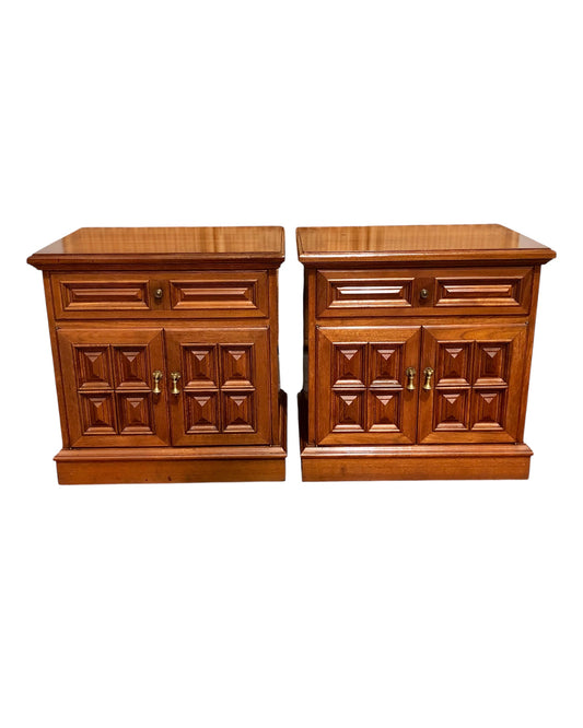 000644....Handsome Pair Of Vintage Bedside Tables ( sold )