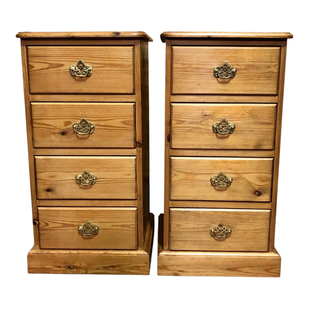 000624....Handsome Pair Of Vintage Pine Bedside Chests ( sold )