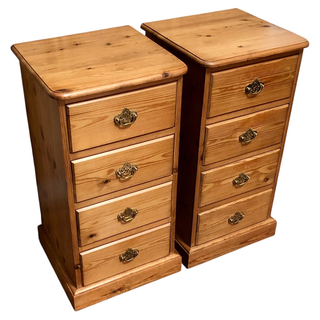 000624....Handsome Pair Of Vintage Pine Bedside Chests ( sold )