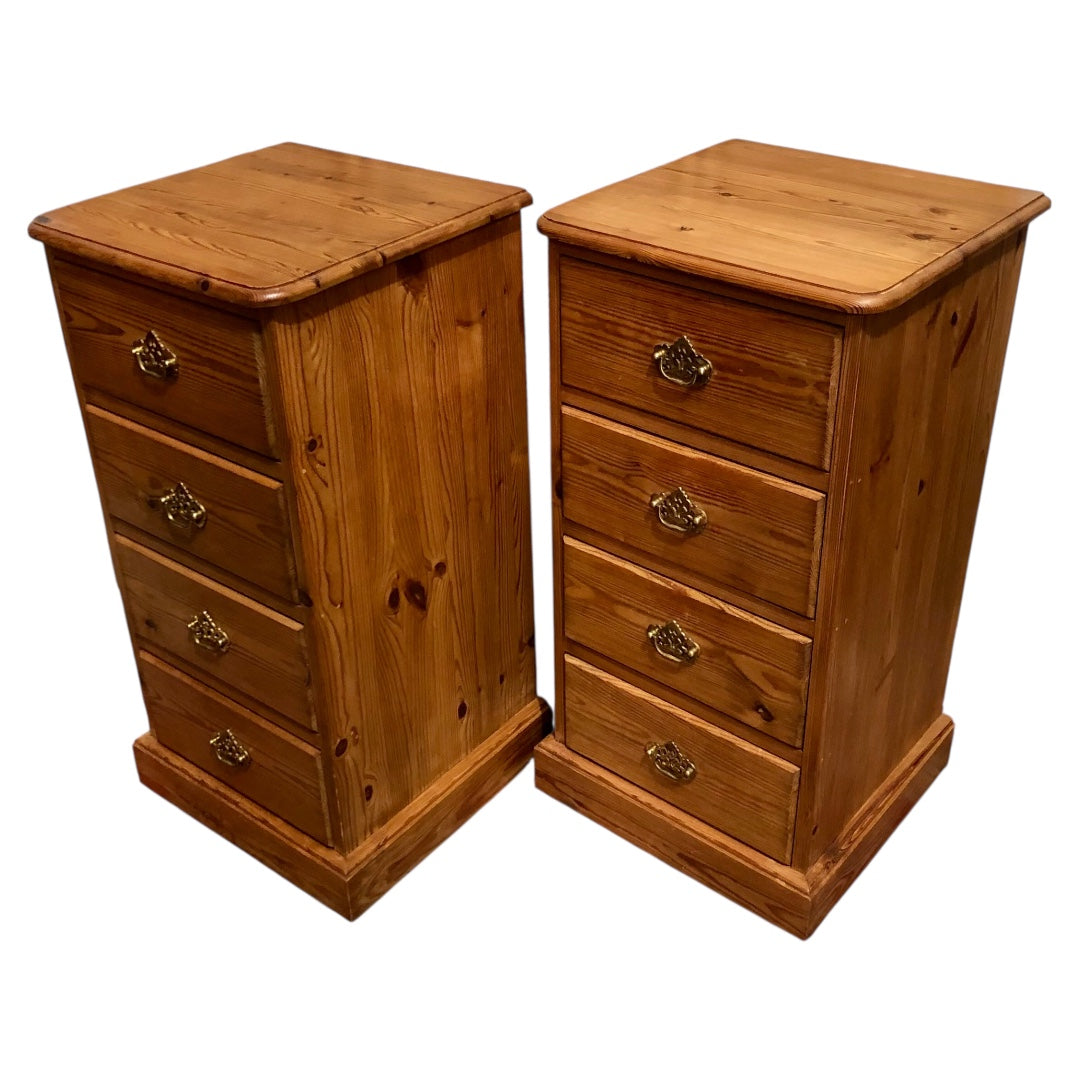 000624....Handsome Pair Of Vintage Pine Bedside Chests ( sold )