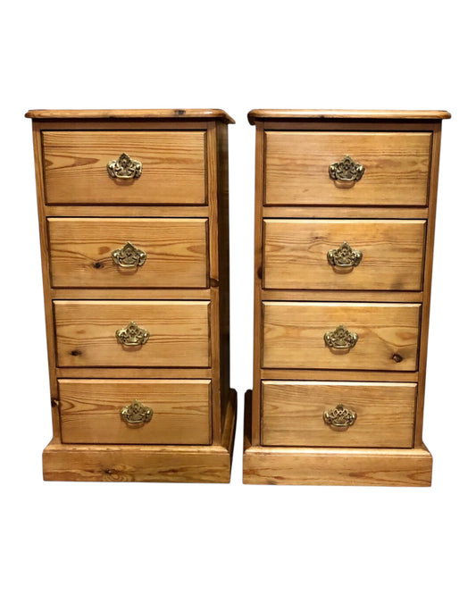000624....Handsome Pair Of Vintage Pine Bedside Chests ( sold )