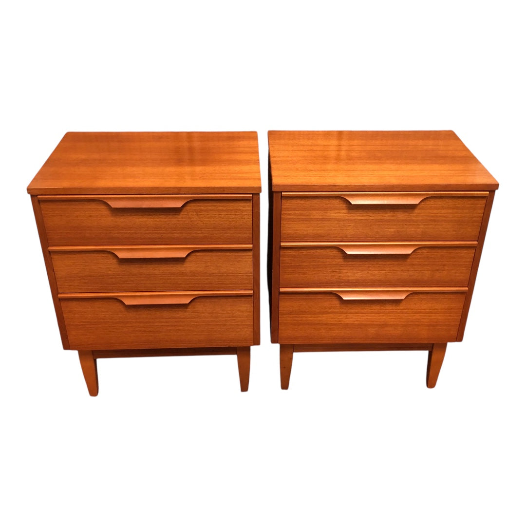 000602....Handsome Pair Of Retro Teak Bedside Chests ( sold )