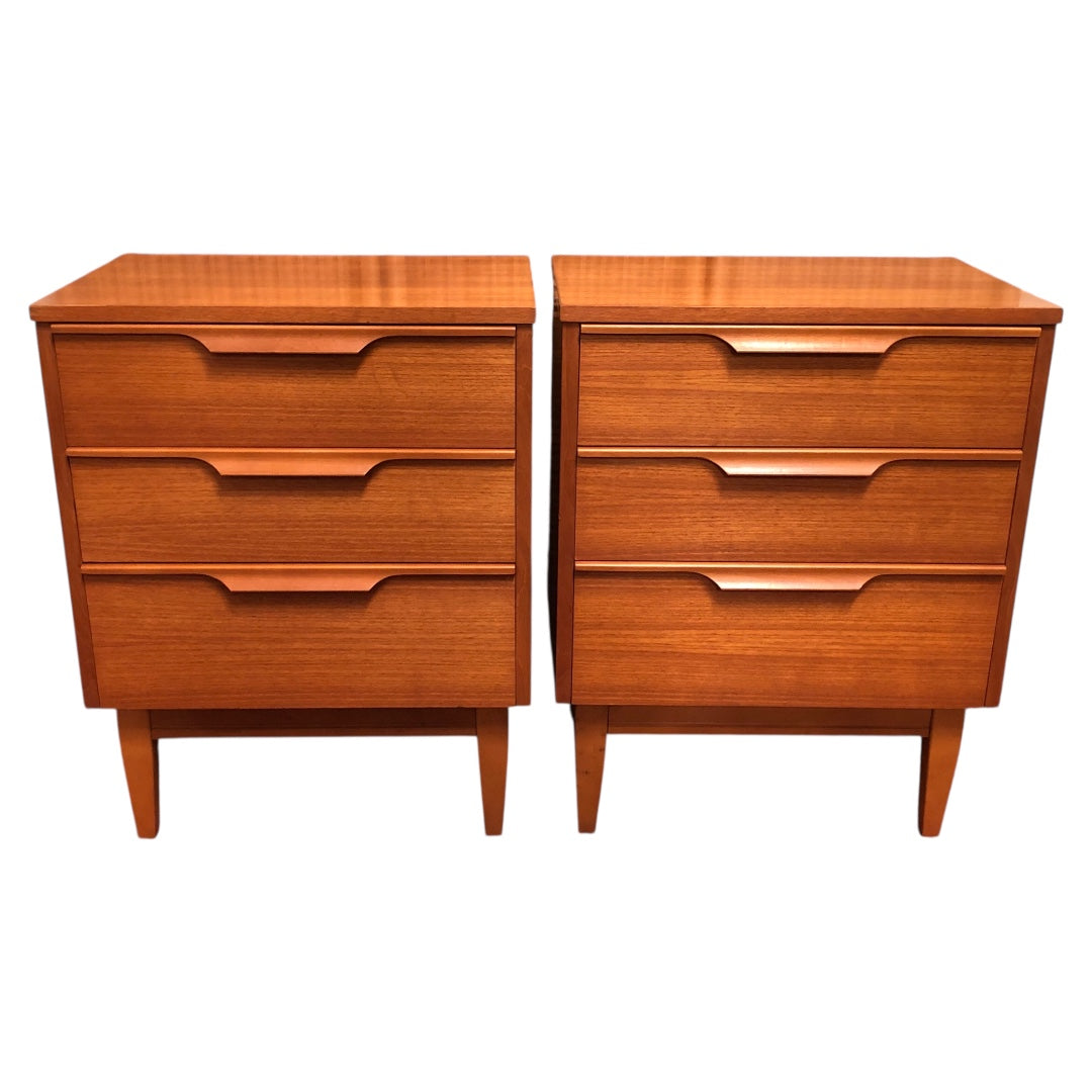 000602....Handsome Pair Of Retro Teak Bedside Chests ( sold )
