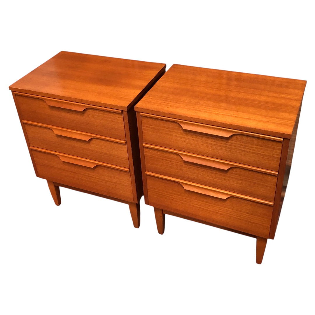 000602....Handsome Pair Of Retro Teak Bedside Chests ( sold )