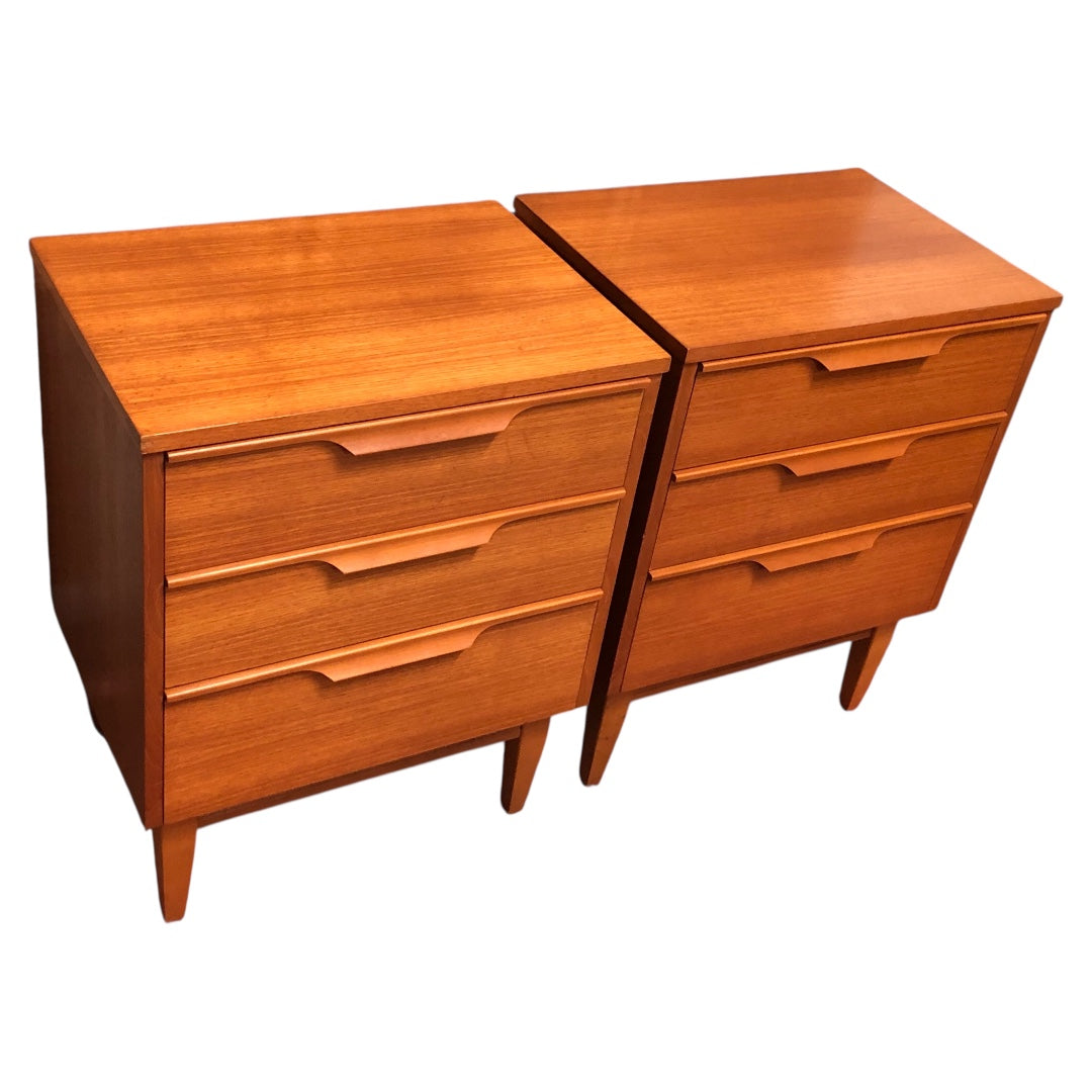 000602....Handsome Pair Of Retro Teak Bedside Chests ( sold )
