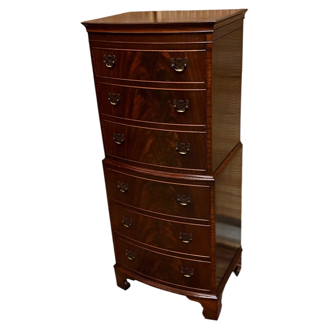 000605....Handsome Vintage Mahogany Tallboy Chest Of Drawers ( sold )