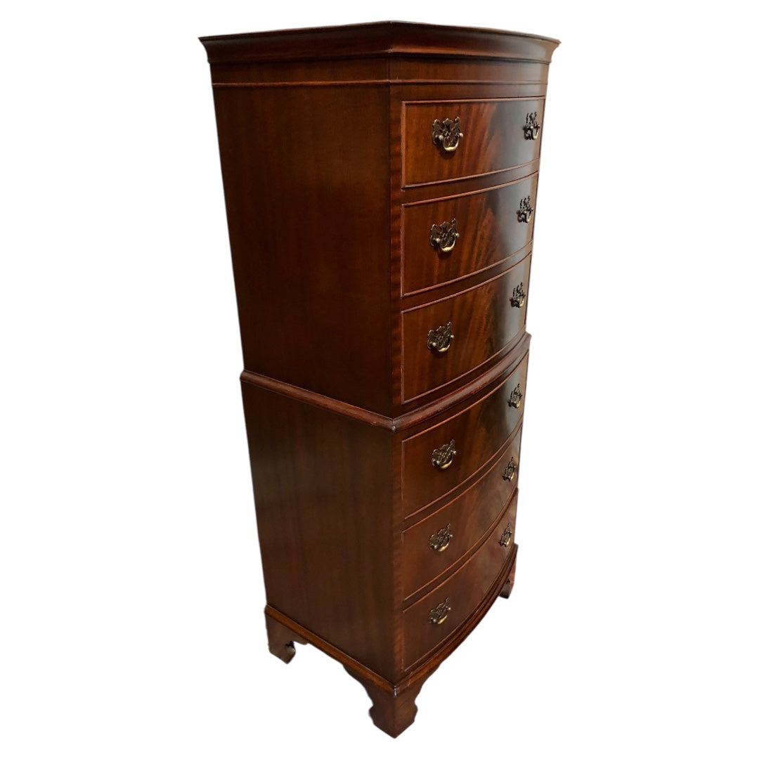000605....Handsome Vintage Mahogany Tallboy Chest Of Drawers ( sold )