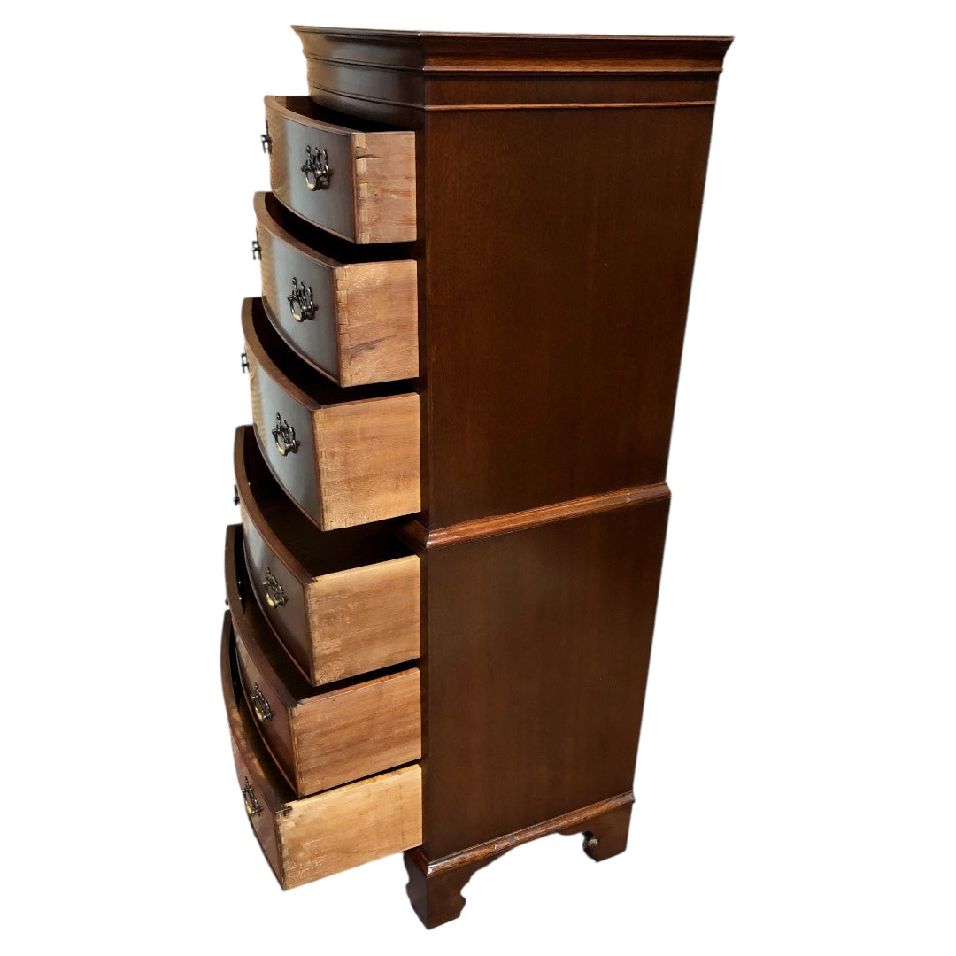 000605....Handsome Vintage Mahogany Tallboy Chest Of Drawers ( sold )