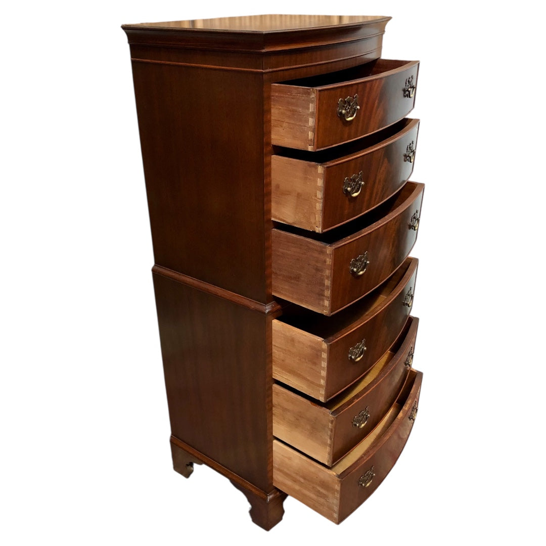000605....Handsome Vintage Mahogany Tallboy Chest Of Drawers ( sold )