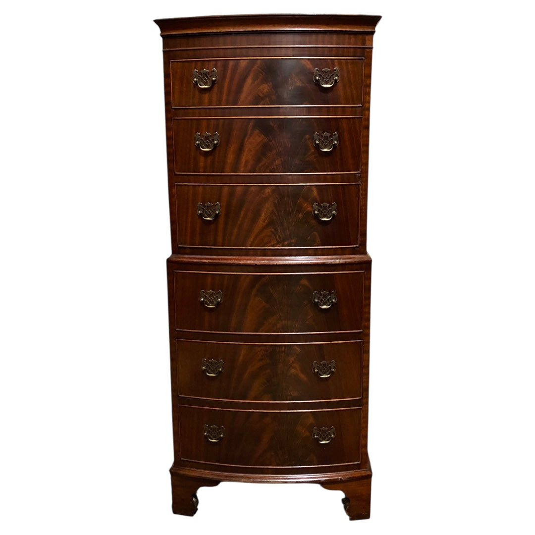 000605....Handsome Vintage Mahogany Tallboy Chest Of Drawers ( sold )
