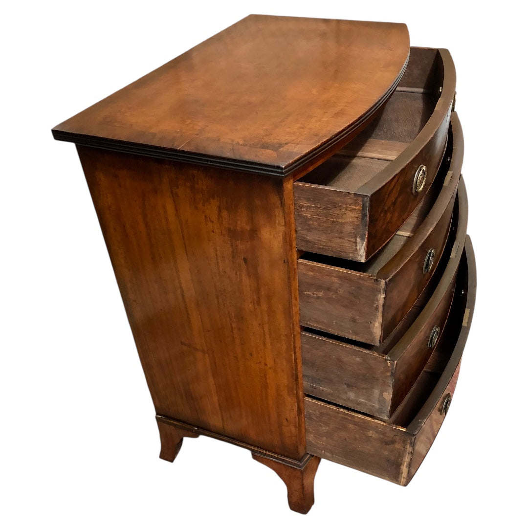 000621....Handsome Vintage Walnut Bow Front Chest Of Drawers