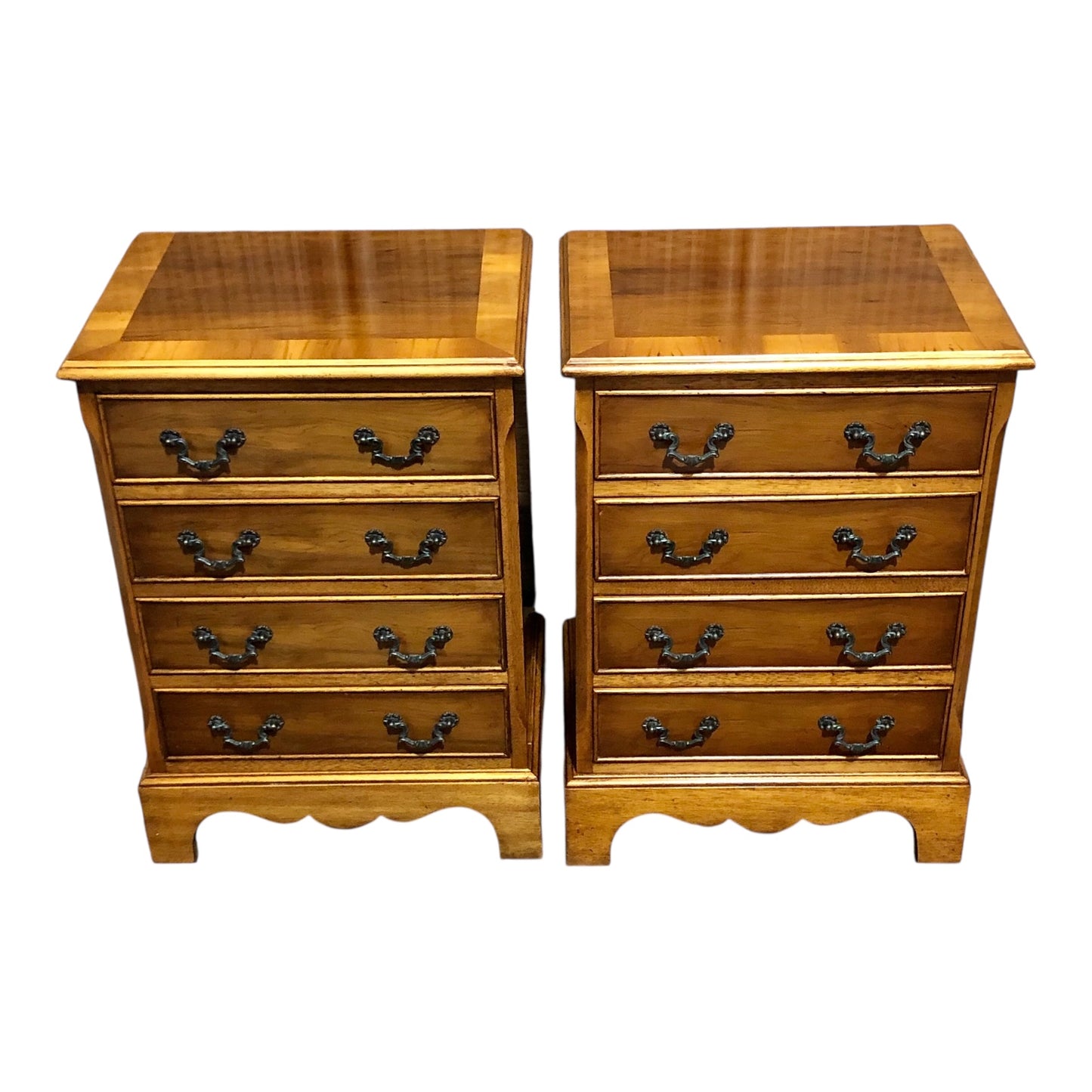 000610....Handsome Pair Of Vintage Yew Bedside Chests ( sold )