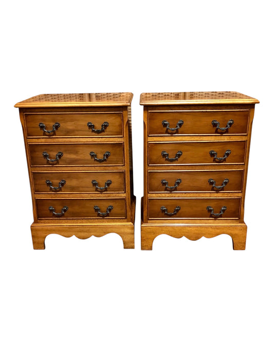 000610....Handsome Pair Of Vintage Yew Bedside Chests ( sold )