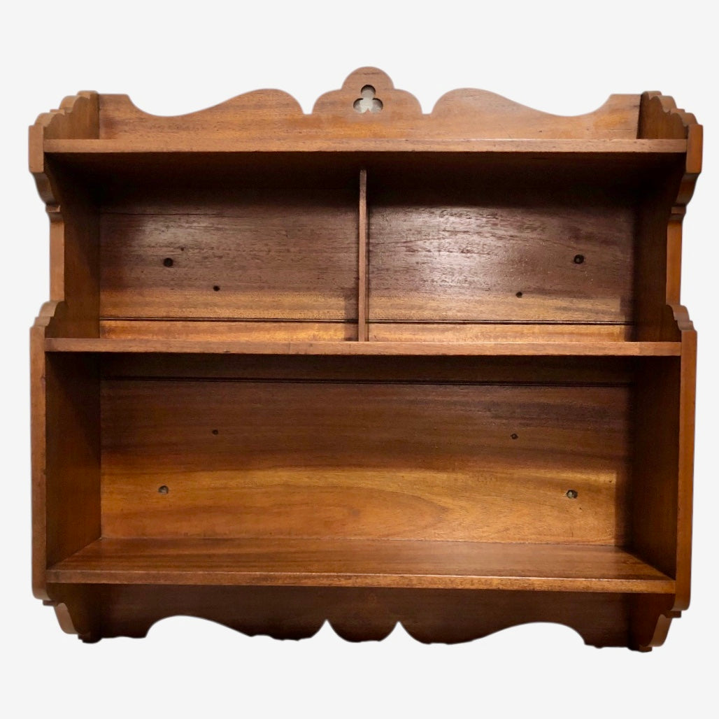 000608....Handsome Vintage Arts And Crafts Mahogany Wall Shelves