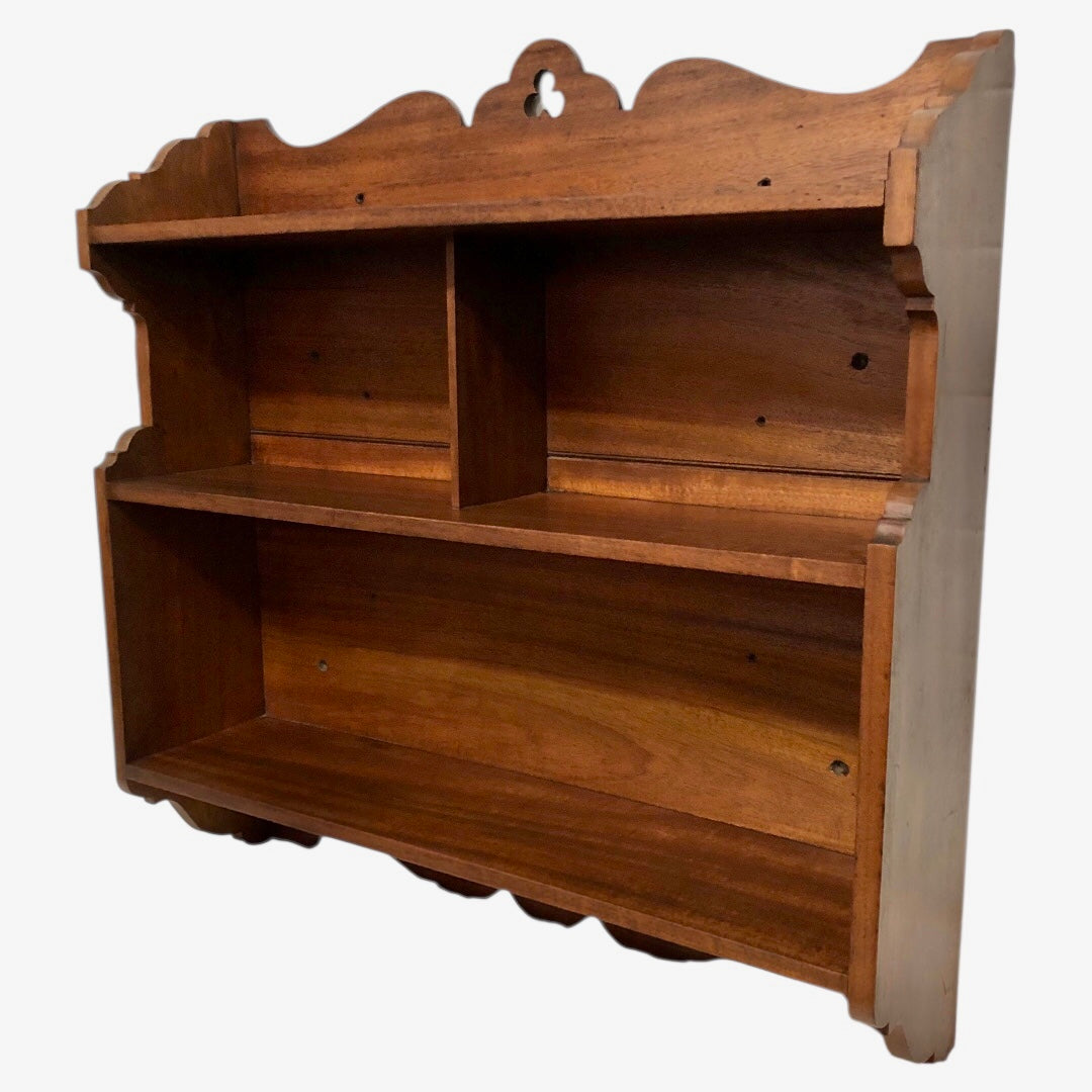 000608....Handsome Vintage Arts And Crafts Mahogany Wall Shelves
