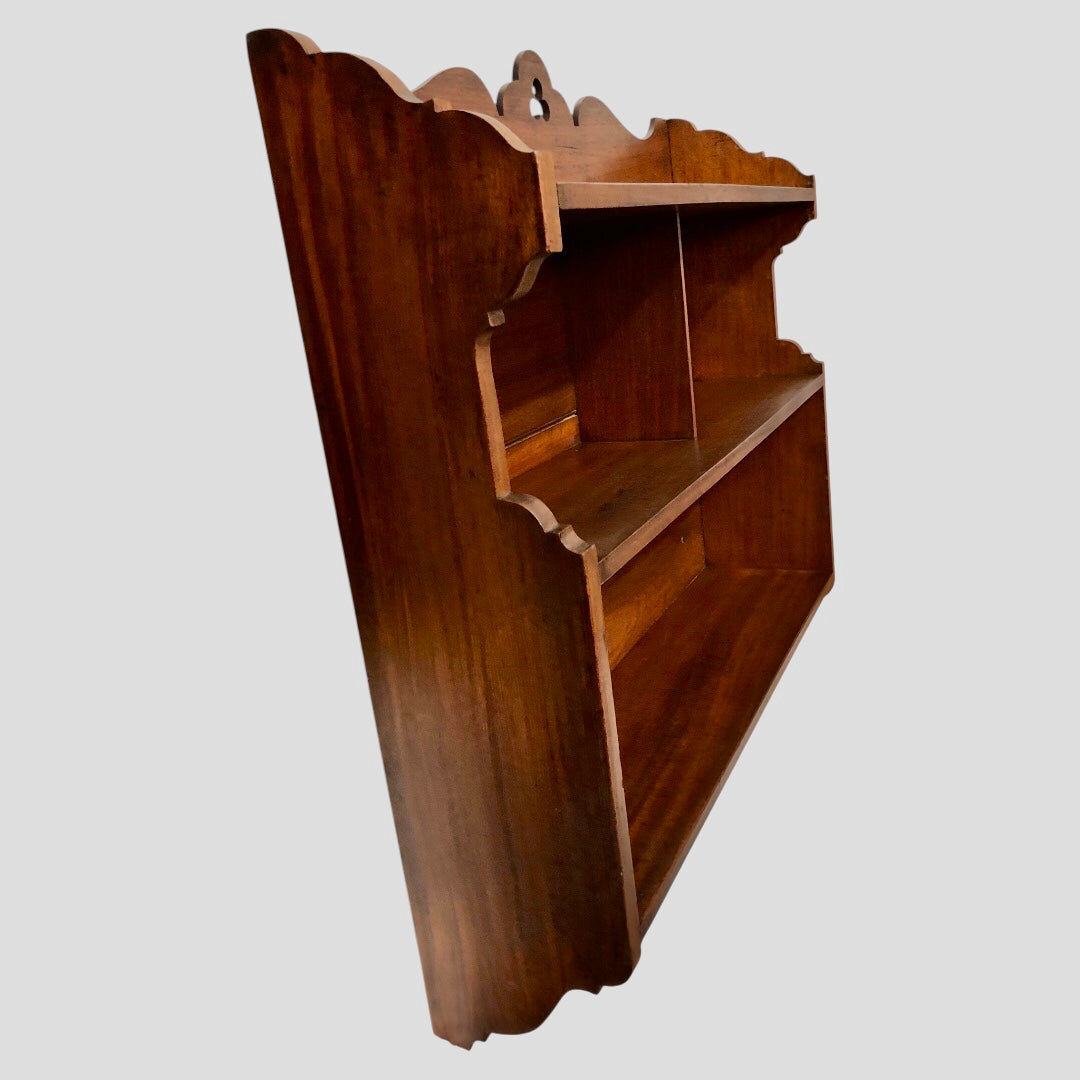 000608....Handsome Vintage Arts And Crafts Mahogany Wall Shelves