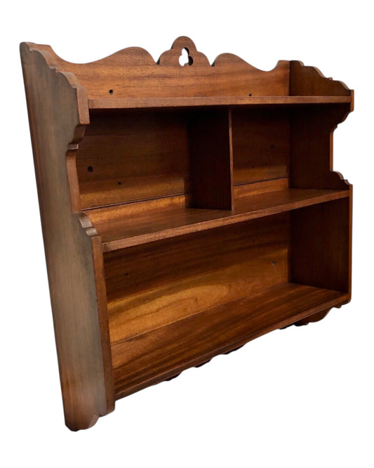 000608....Handsome Vintage Arts And Crafts Mahogany Wall Shelves