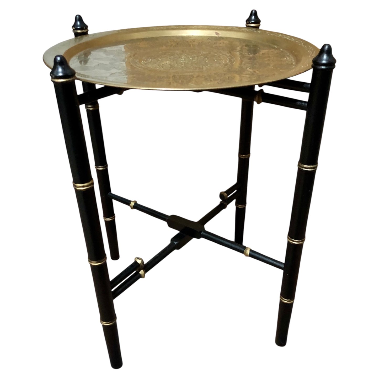 000601....Handsome Vintage Brass Top Table